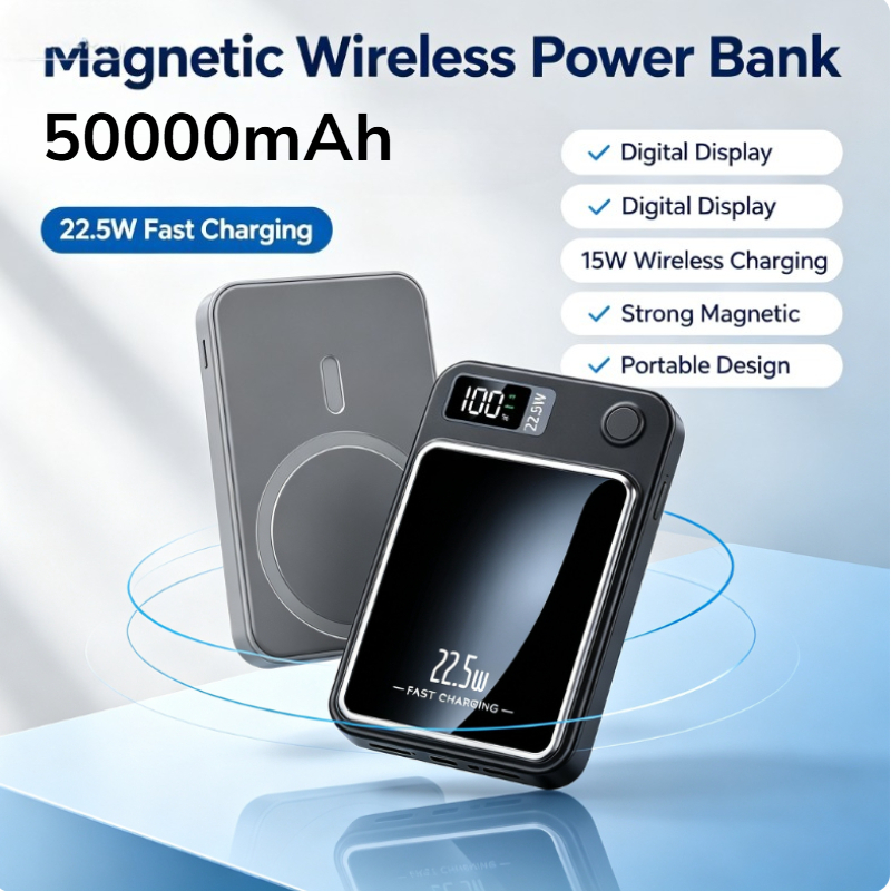 Power Banks - Batería Externa Inalámbrica Magnética de 50000mAh,