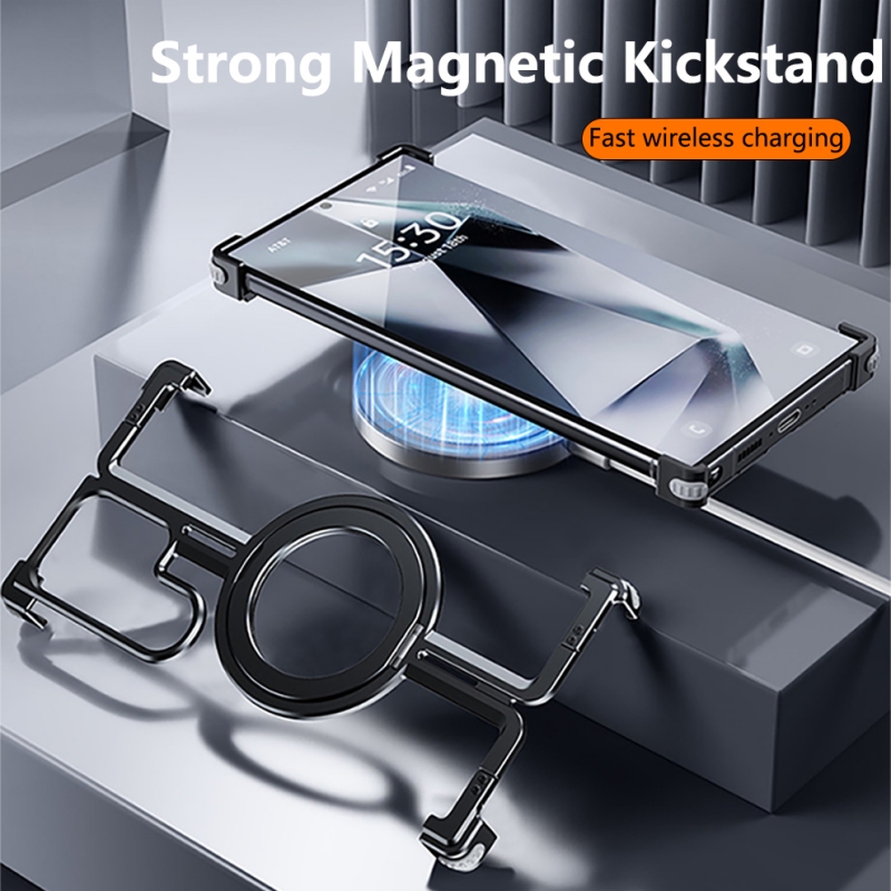 Funda de teléfono con soporte  - Metal Bumper Aluminum Frame Case reseña y precio